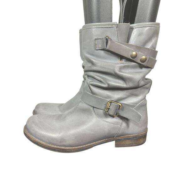 Eric Michael Women's Slouchy Leather Mid-Calf Boots Gray Buckle Strap Casual 10B - Picture 4 of 12